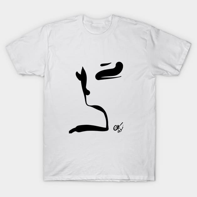 Portrait Black and White Minimal Line Art T-Shirt by signorino